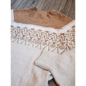 Lucky Brand Womens Fair Isle Knit Sweater Dress Tan Cream YF5S51382R Size S NEW